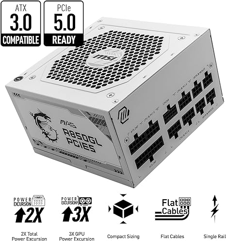 MSI Power Supply MAG 850GL PCIE 5 White MSI Power Supply MAG 850GL PCIE 5 White